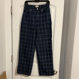 Madewell Dark Blue Window Pane Perfect Vintage Wide Leg Denim